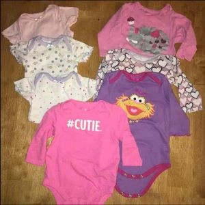 EUC lot of 8 baby girl onesies 6-9 months